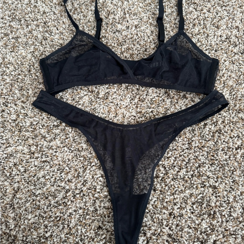 SKIMS Mesh Bra and thong